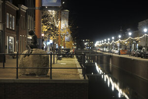 Nighttime view of Zevenbergen in Noord-Brabant showcasing a tran