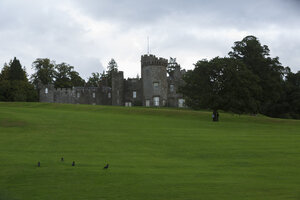 Historische kasteelruïnes op groene heuvel