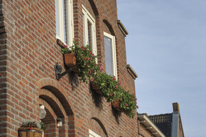 Charming brick building in Noord-Brabant with flowering window b