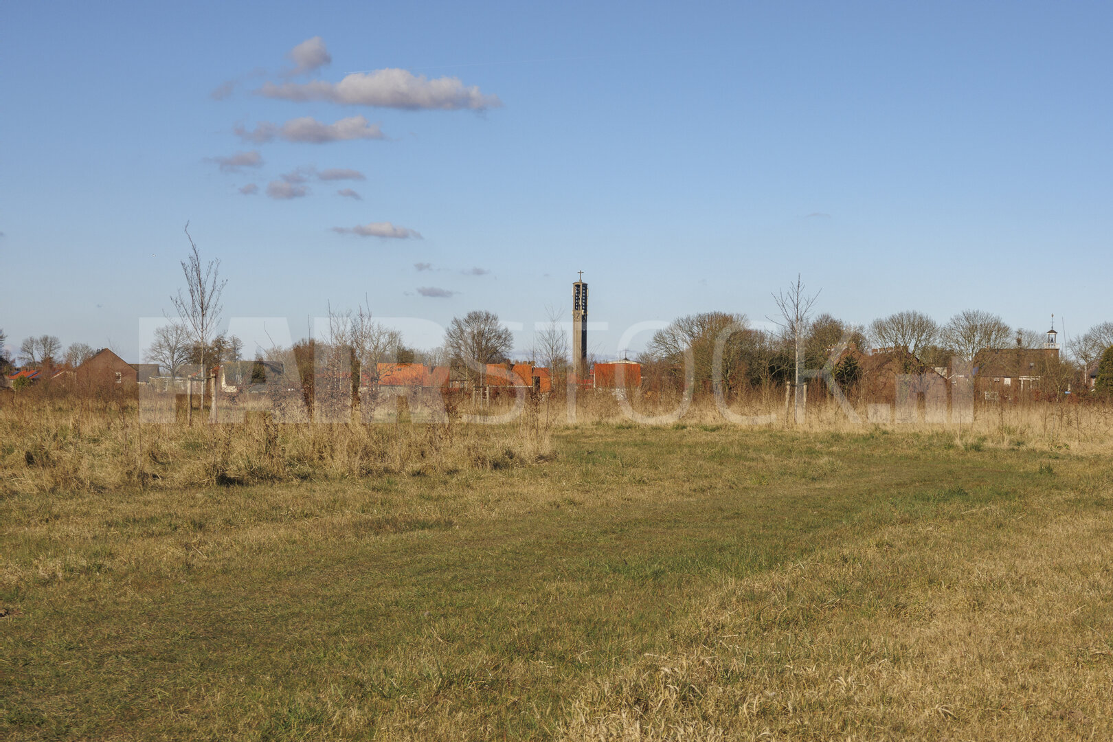 View of the peaceful landscape in Moerdijk featuring distant bui
