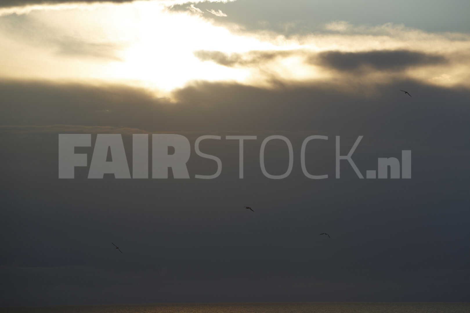Zonsondergang over de Noordzee met wolken